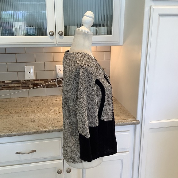 Zele Black and Tan Cardigan Sweater Size Small Button Flax & Cotton - Picture 4 of 11